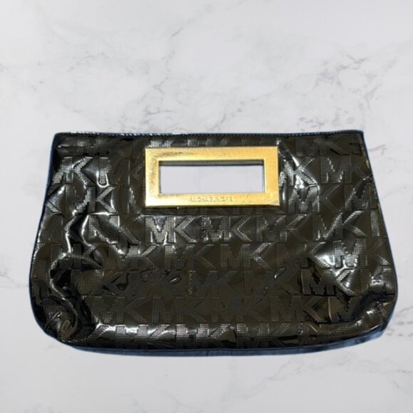 Michael Kors Black Glossy Clutch with Gold Accent - Picture 2 of 10